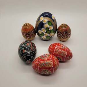 Vintage collectible wood eggs